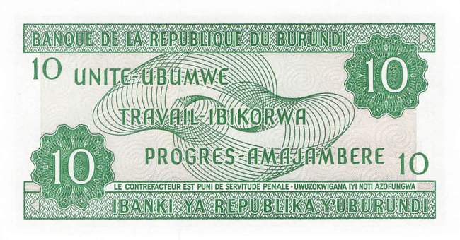 Burundi p33d 10 Francs 2003